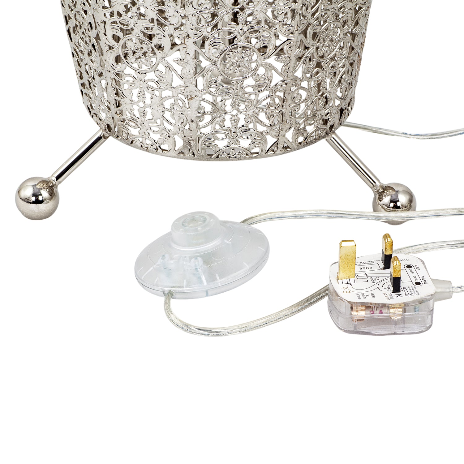 Traditional and Ornate Floral Moroccan Floor Lamp in Polished Silver Image 3