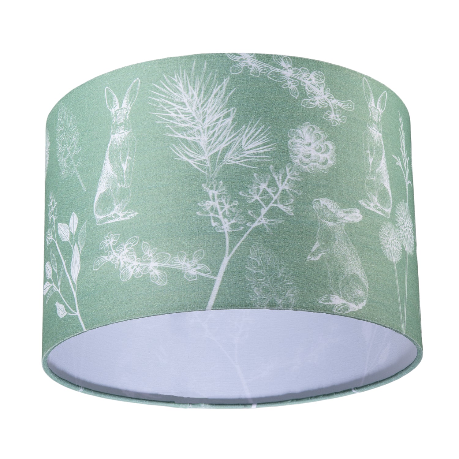 Woodland Theme Sage Olive Green Shade with Hares and Thistle Decor Image 4