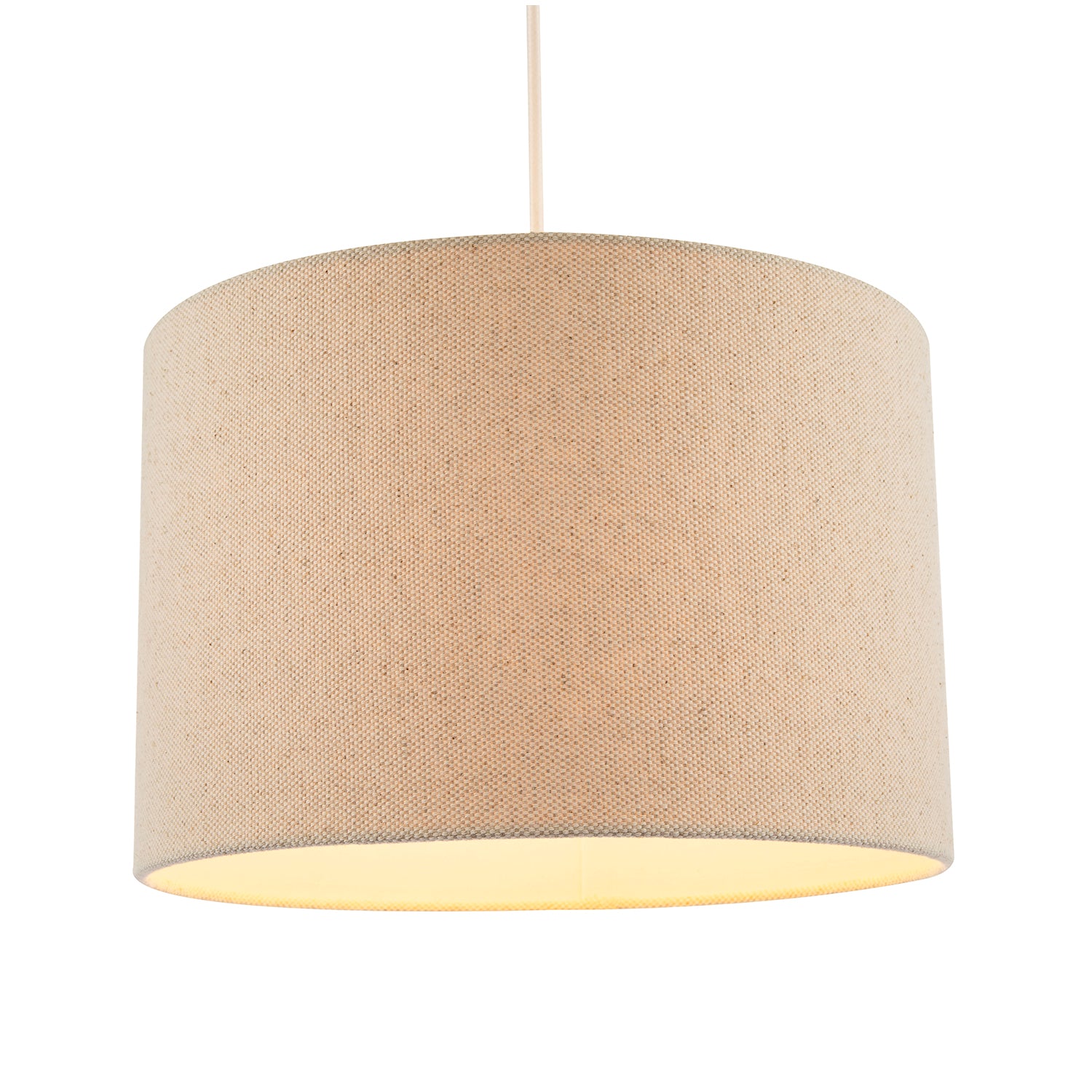 Light Taupe Oatmeal Linen Fabric Drum Lamp Shade with Cotton Lining Image 2
