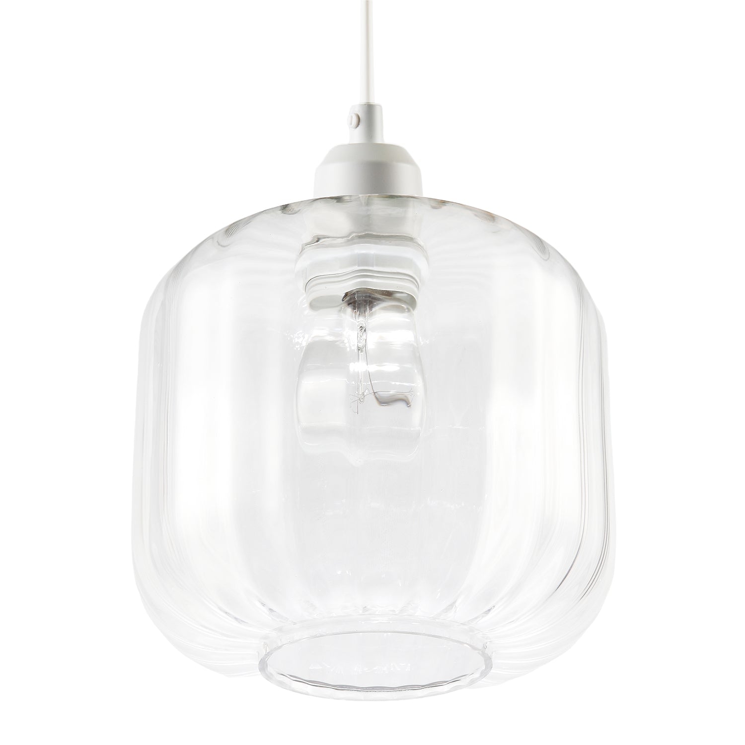 Contemporary Transparent Glass Wide Ribbed Square Pendant Light Shade Image 5
