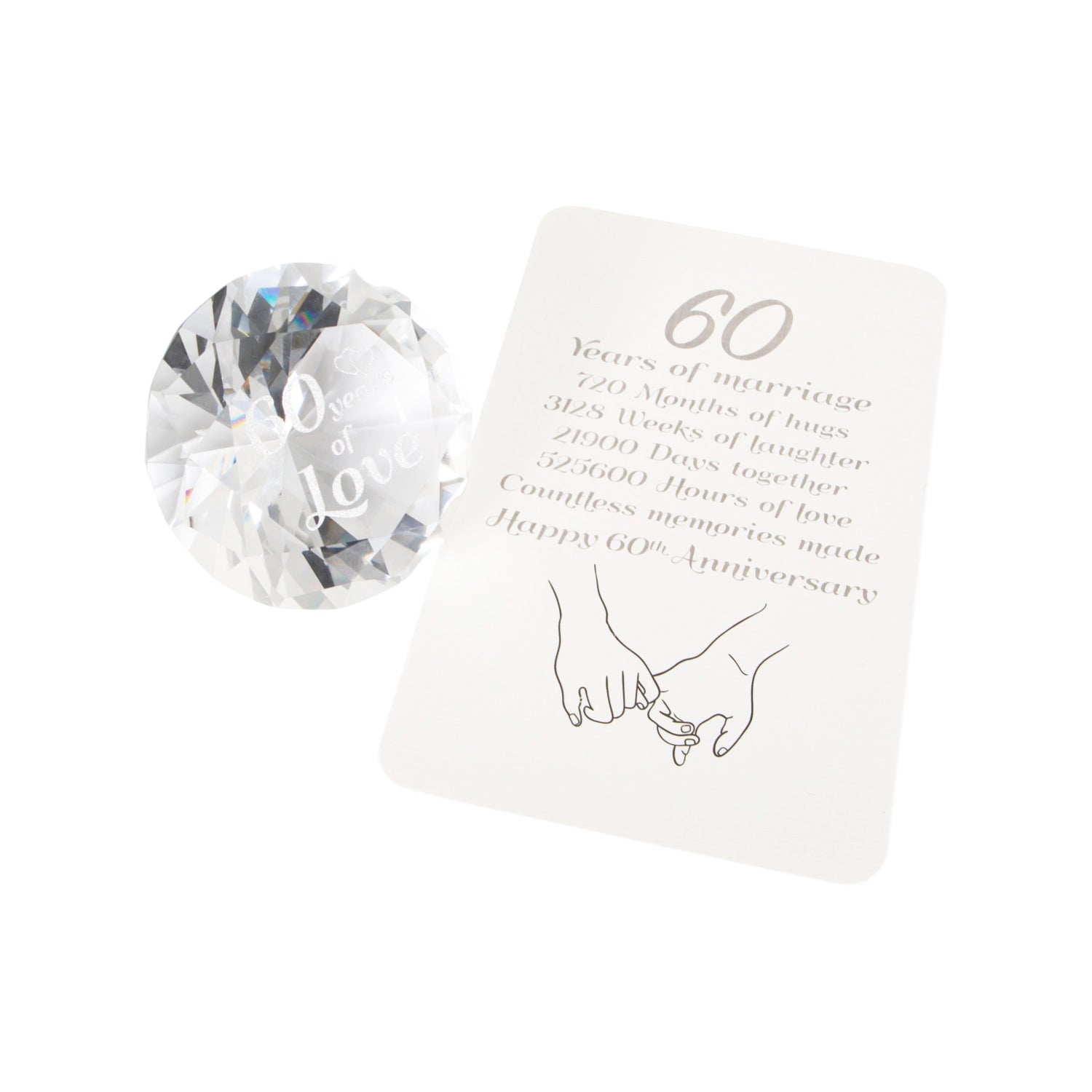 Modern Transparent K9 Crystal Glass 60th Anniversary Sentiment Ornament Gift Set Image 2