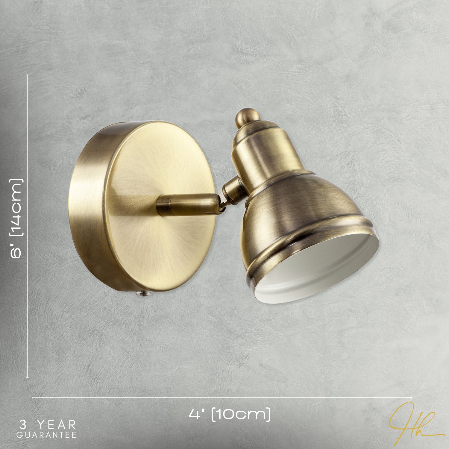 Modern Rechargeable Dimmable Spot Wall Light Fitting in Antique Brass Image 7