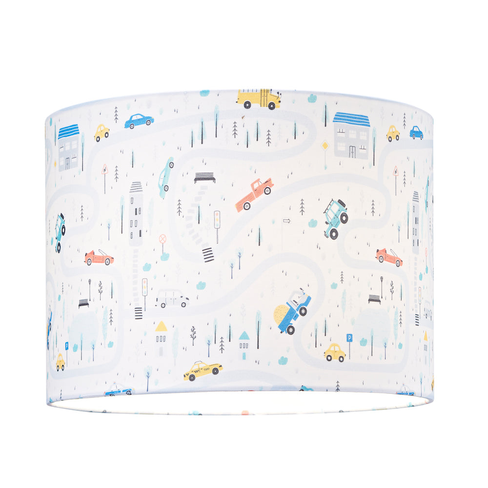 Children's Play Village Lamp Shade - Town City Car Roads Map with Cars & Trucks Image 2