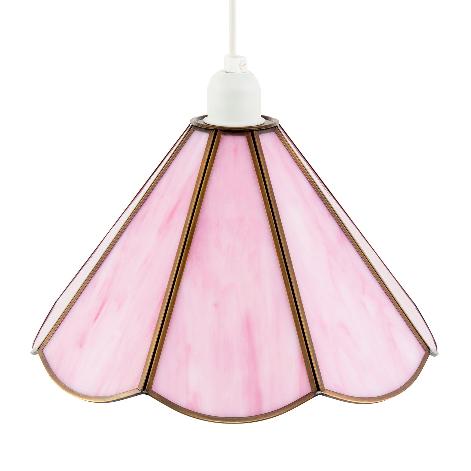 Classic Soft Blush Pink Tiffany Glass Easy Fit Pendant Lighting Shade Image 5