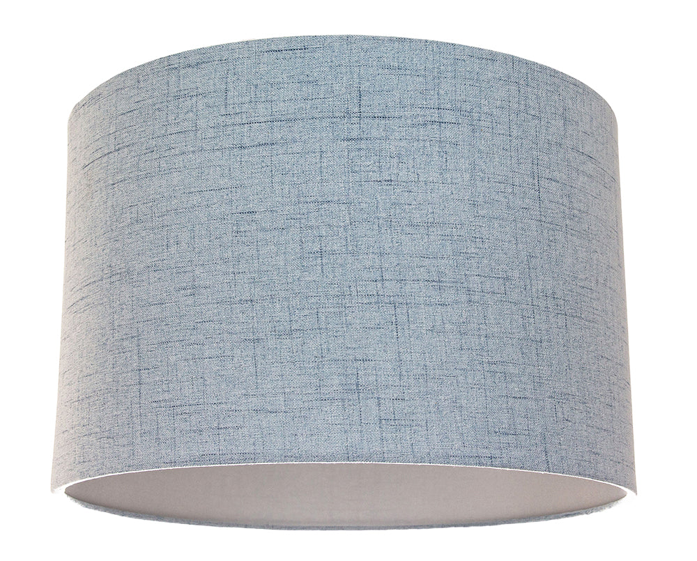 Contemporary and Sleek Blue Textured Linen Fabric Drum Lamp Shade 60w Maximum Image 1