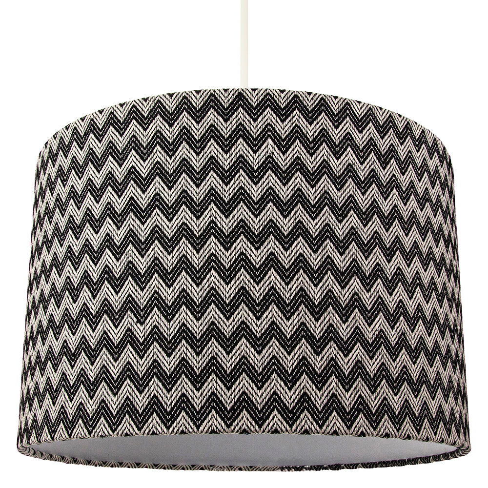 Modern Trendy Zig Zag Chevron Effect Black and White Cotton Shade Image 2