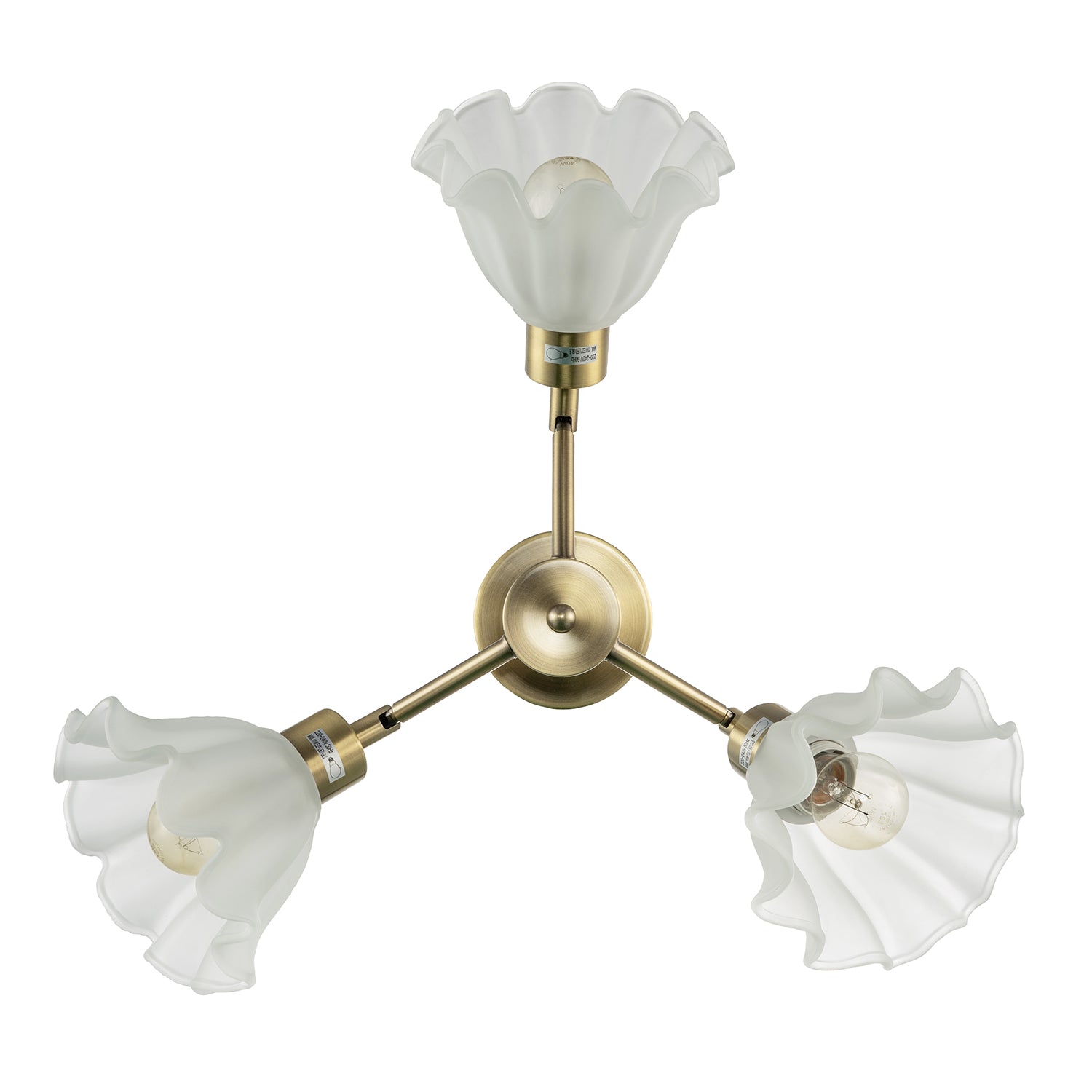 Traditional Ceiling Light Fitting with Frosted Scallop Glass Shades Image 3