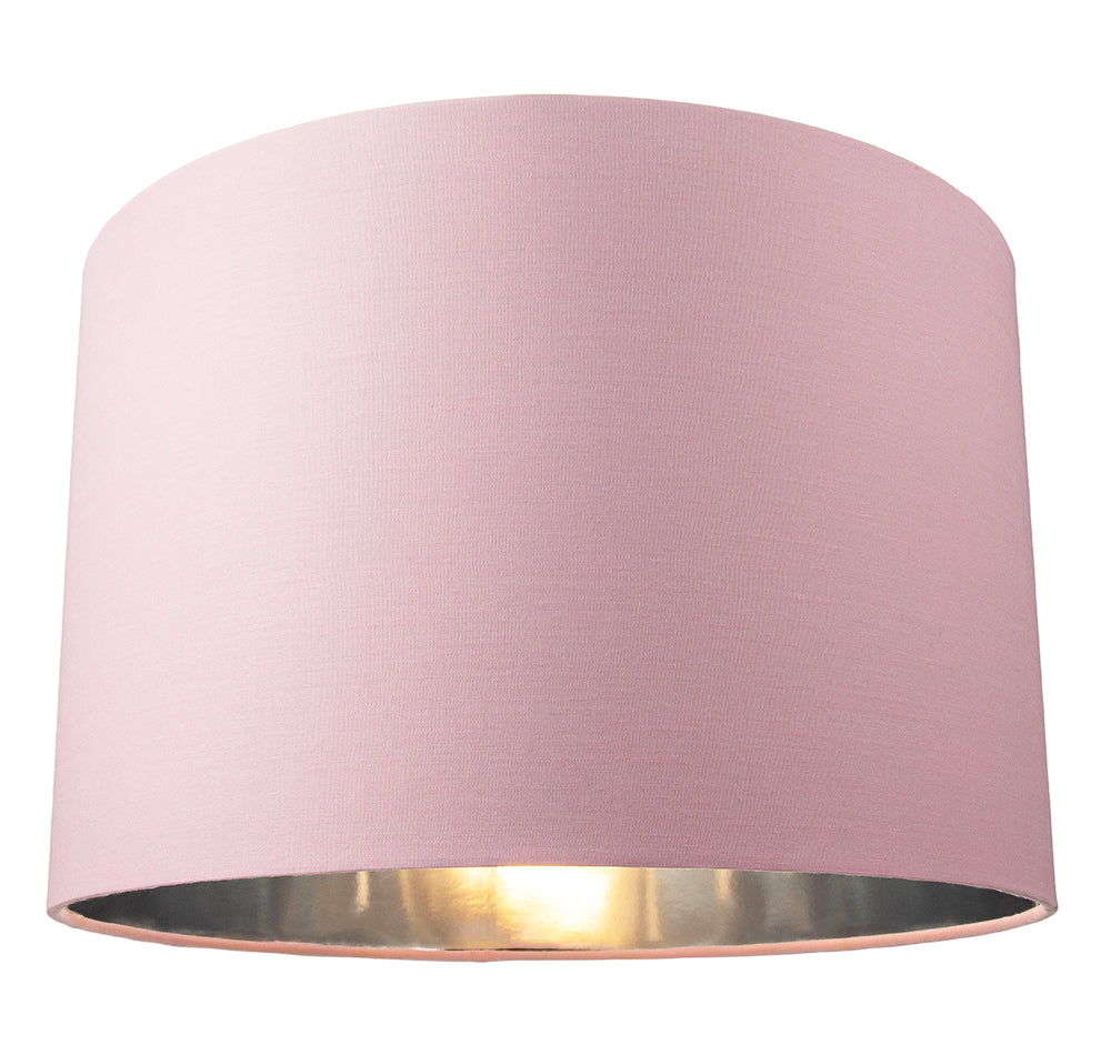 Contemporary Pink Cotton 12" Table/Pendant Lamp Shade with Shiny Silver Inner Image 1