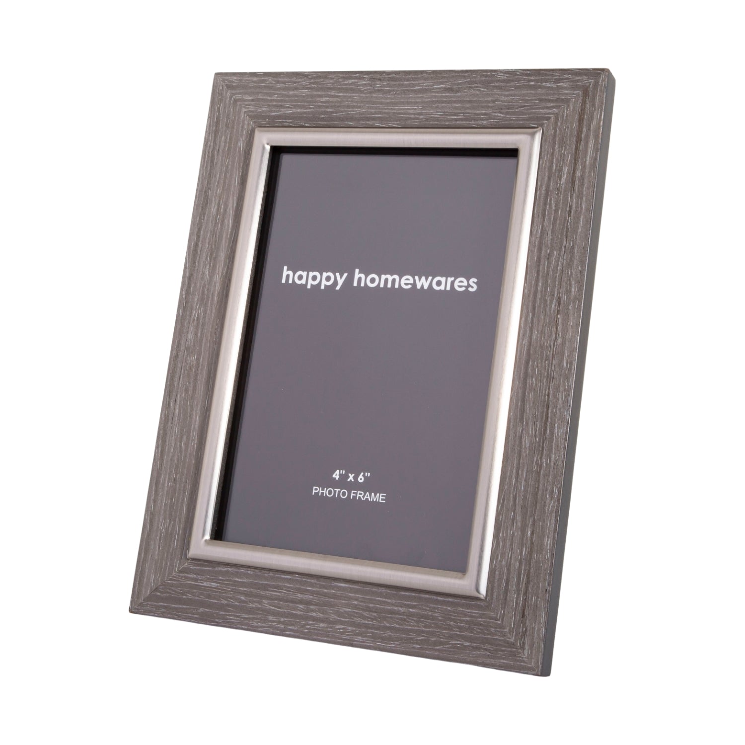 Traditional Grey MDF Rectangular 4x6 Picture Frame with Brushed Copper Trim Image 1