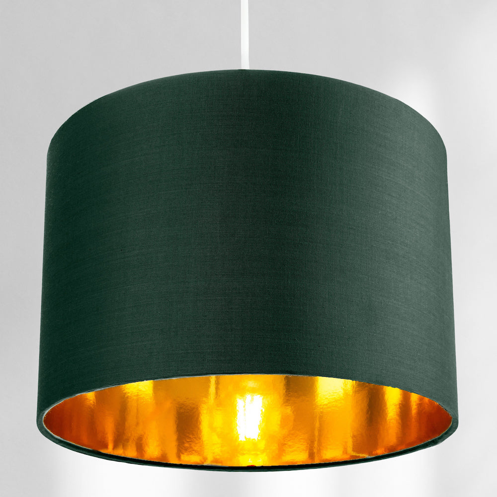 Contemporary Green Cotton 10" Table/Pendant Lamp Shade with Shiny Copper Inner Image 7