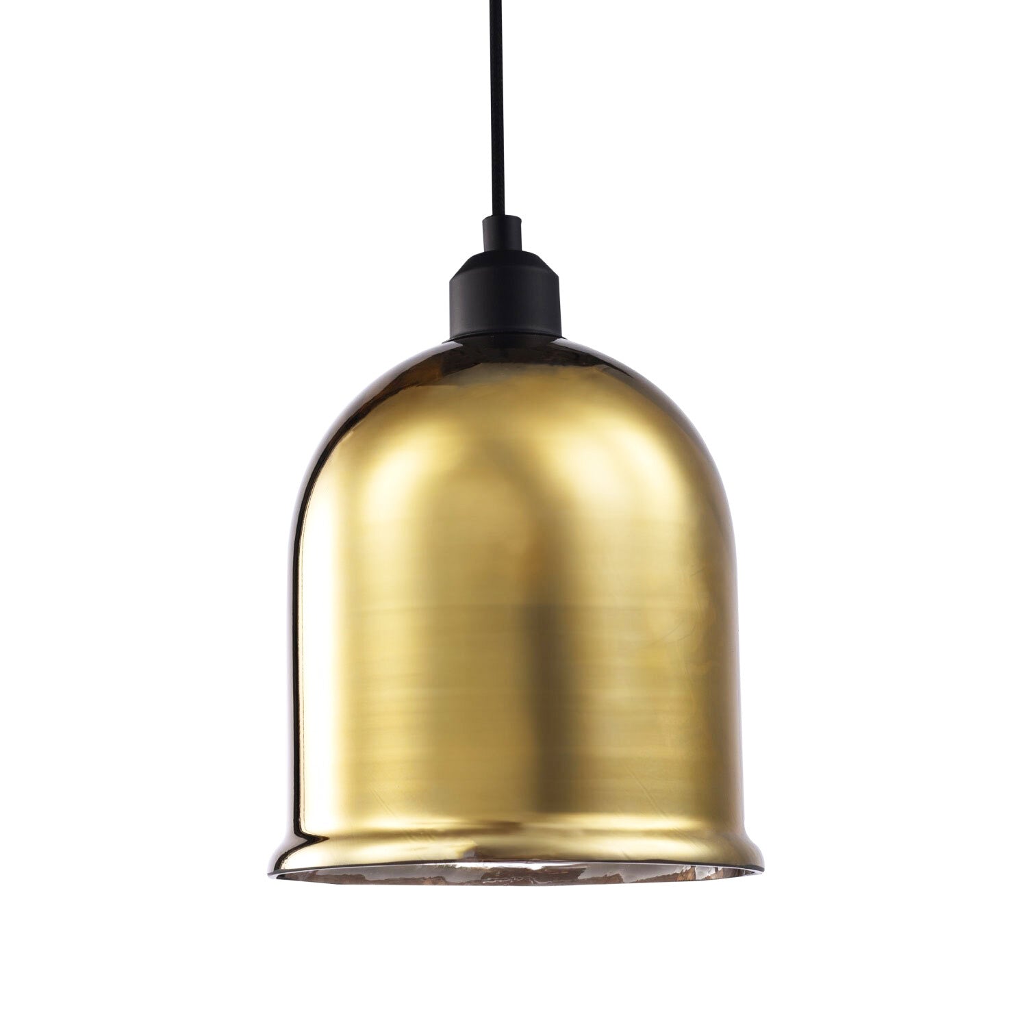 Contemporary Bell Shaped Gold Plated Glass Pendant Light Shade with Lower Rim Image 1