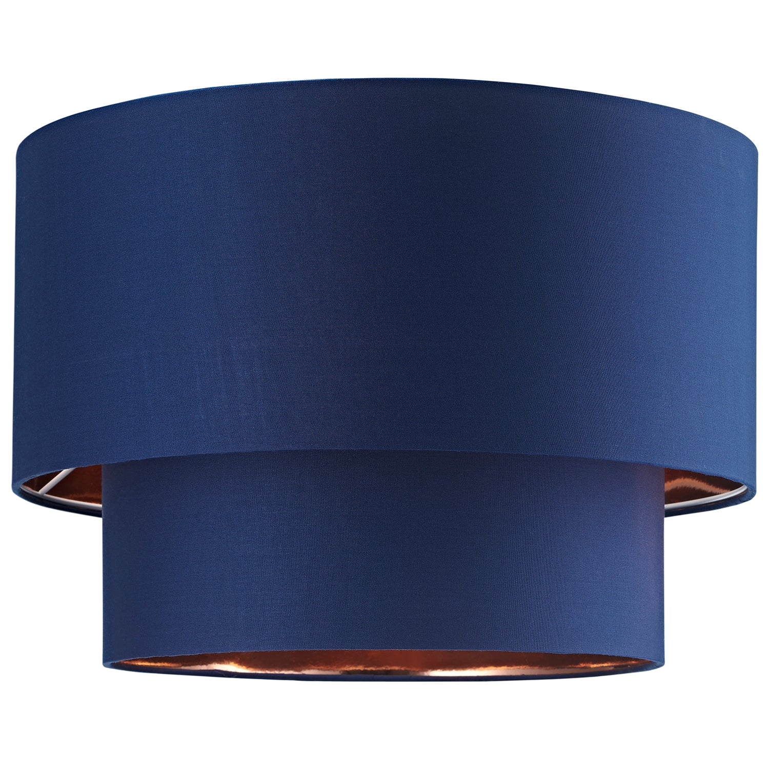 Designer Midnight Blue Cotton Double Tier Ceiling Shade with Shiny Copper Inner Image 1