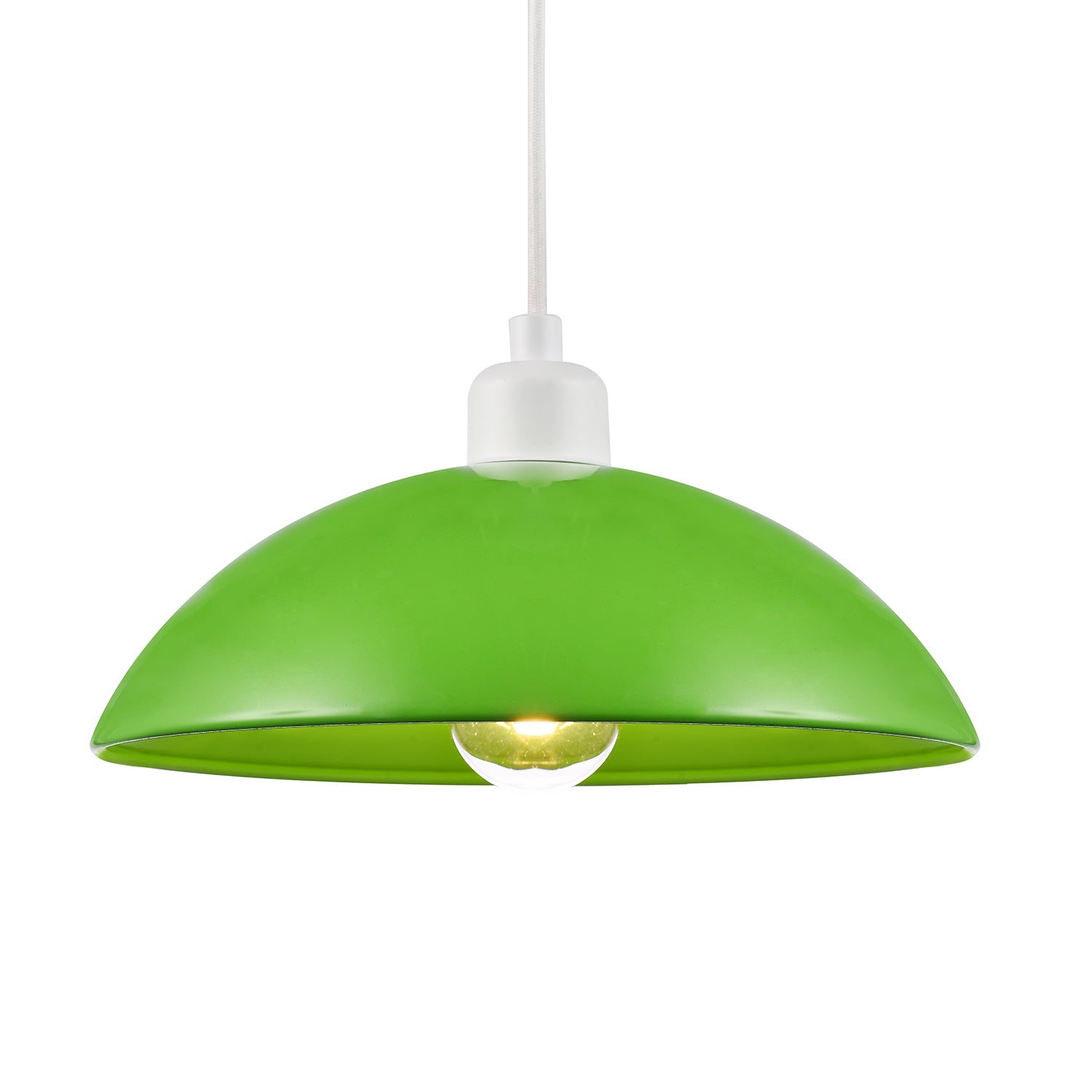 Industrial Retro Designer Lime Green Gloss Disc Metal Ceiling Pendant Lamp Shade Image 1