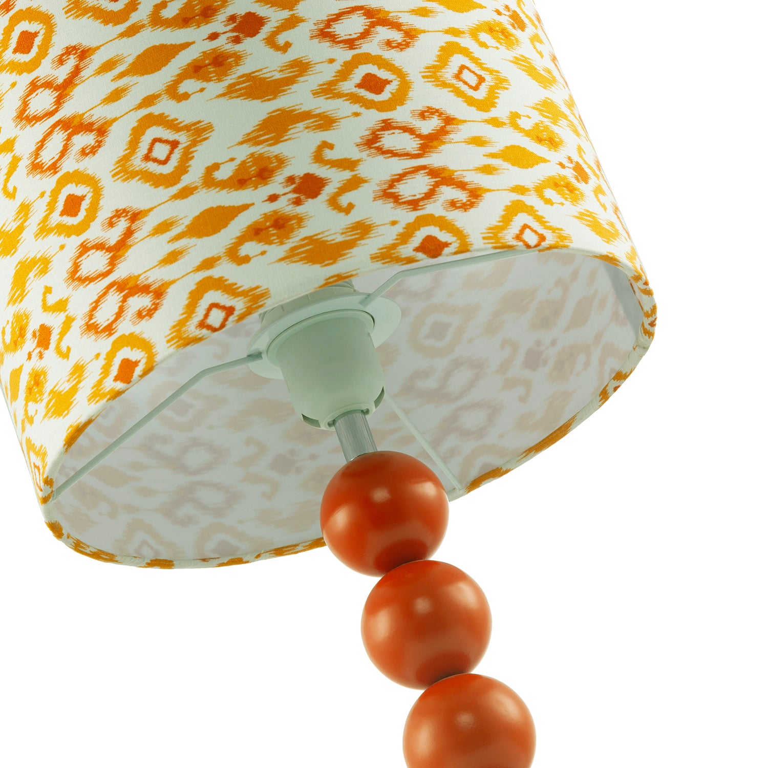 Chic Orange Table Lamp with Aztec Style Yellow and Orange Fabric Shade Image 5