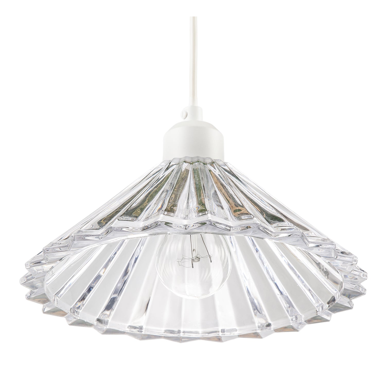 Modern Vertical Fluted Thick Clear Glass Pendant Ceiling Light Shade Image 5