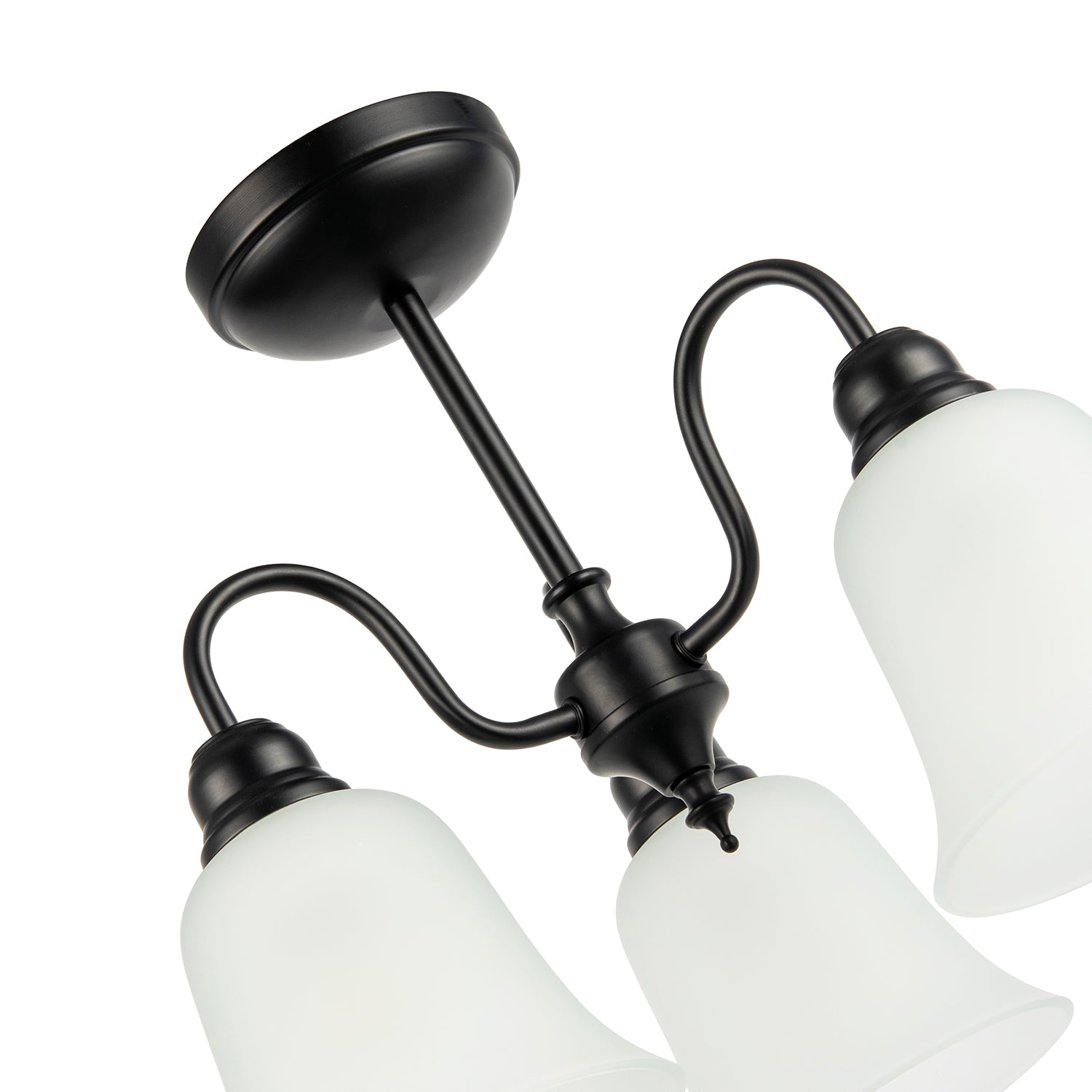 Classic and Ornate Matte Black Ceiling Light Fitting with Glass Shades Image 5