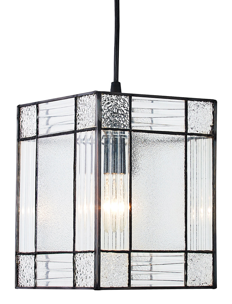 Clear Glass Tiffany Easy Fit Pendant Shade with Square and Rectangular Panels Image 1