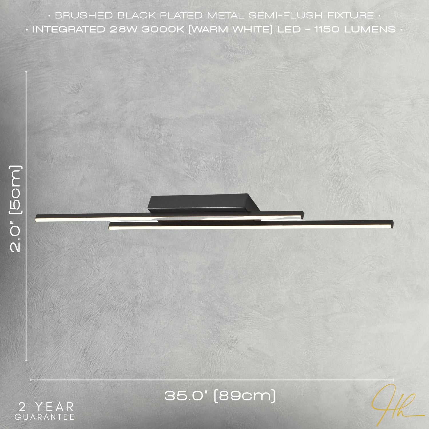 Designer Brushed Black Metal Kitchen LED 89cm Ceiling Light Fitting Image 6