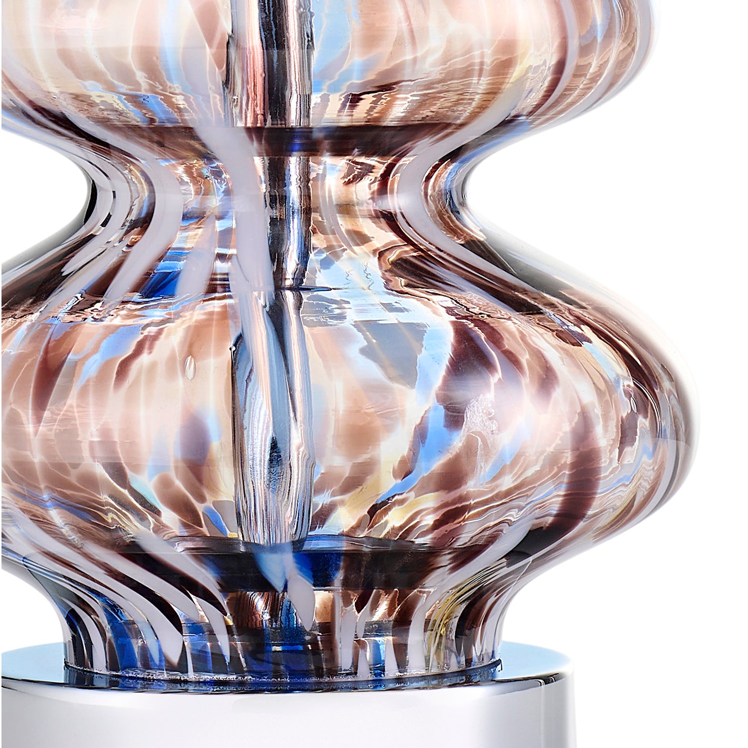 Modern Multi Coloured Curvy Glass Table Lamp with Chrome Base and Lamp Holder Image 3