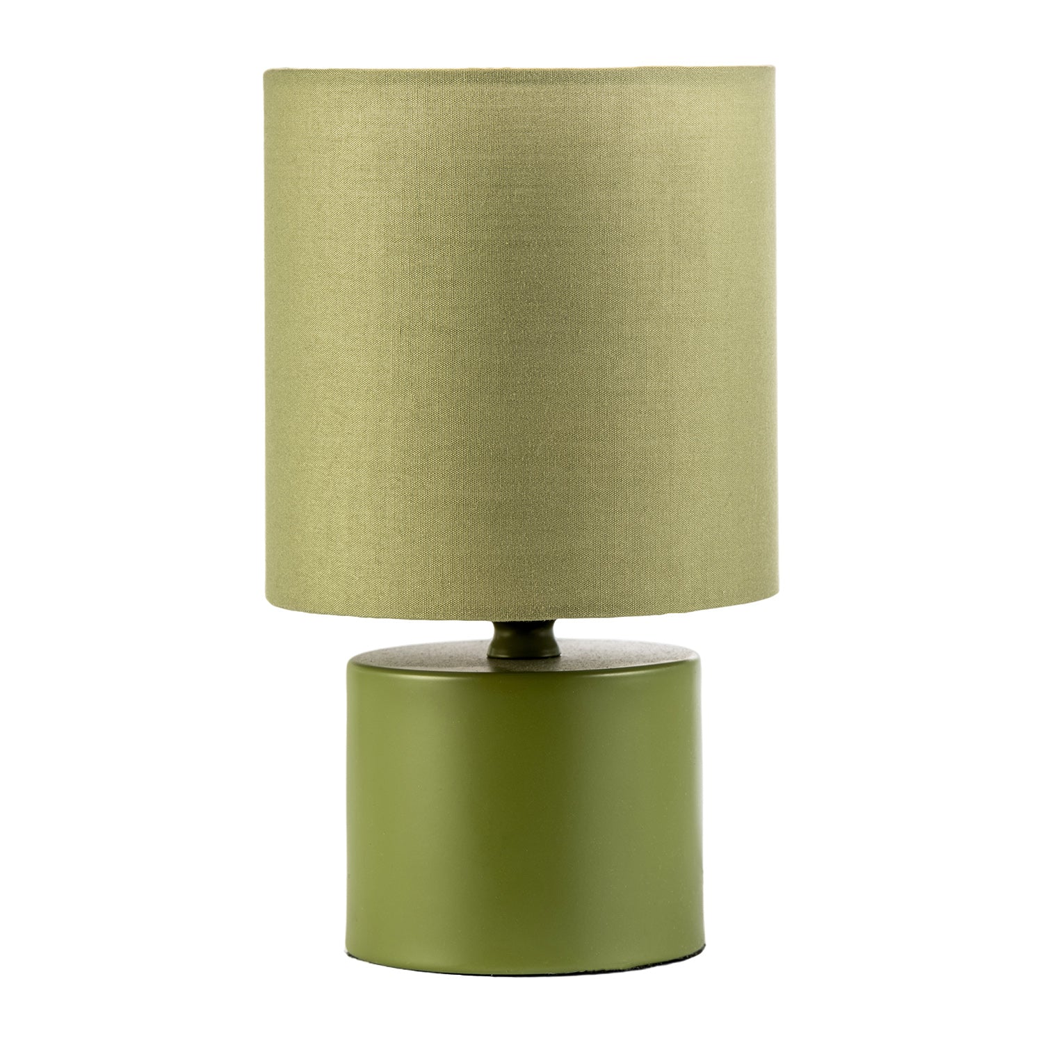 Modern Dusty Olive Green Table Lamp with Cotton Fabric Drum Shade Image 8