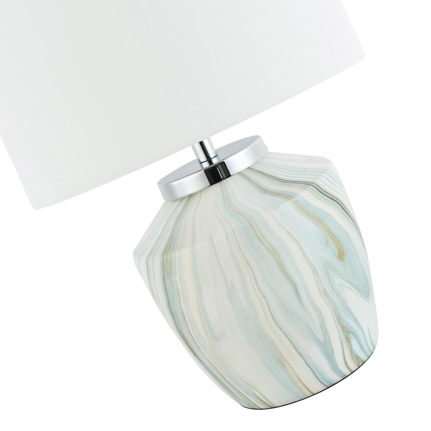 Modern Marble Effect Ceramic Table Lamp Base with White Duck Egg and Gold Swirl Image 4