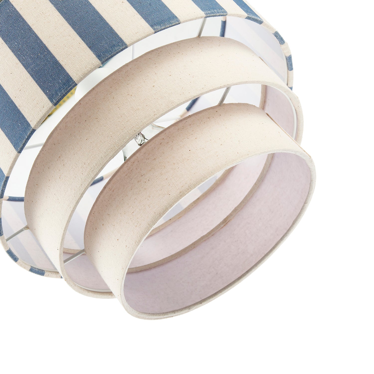 Modern Three Tier Pendant Light Shade with Dusty Amparo Blue Stripes Image 5