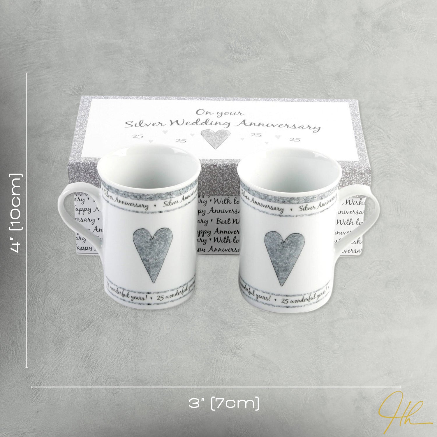 Beautifully Designed 25th Silver Anniversary Mug Set with Matching Gift Box Image 7