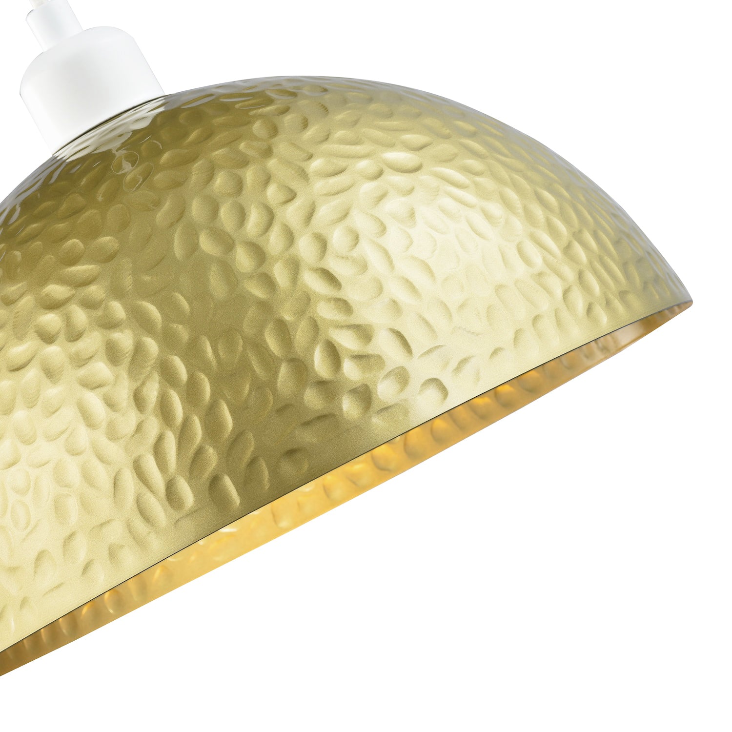 Contemporary Satin Gold Metal Pendant Lighting Shade with Hammered Domed Shape Image 3