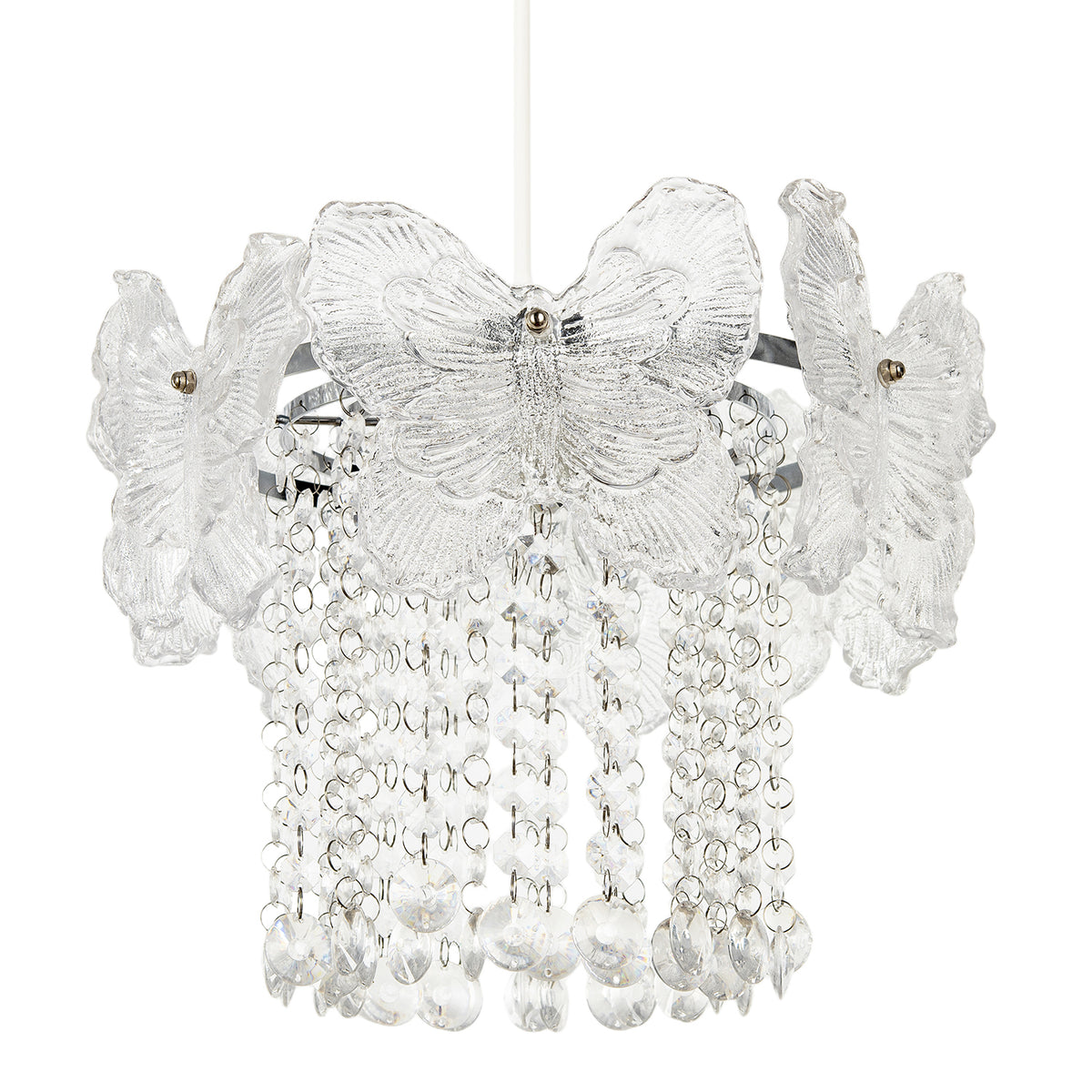 Decorative Glass Butterfly Design Pendant Lamp Shade with Chrome Frame Image 1