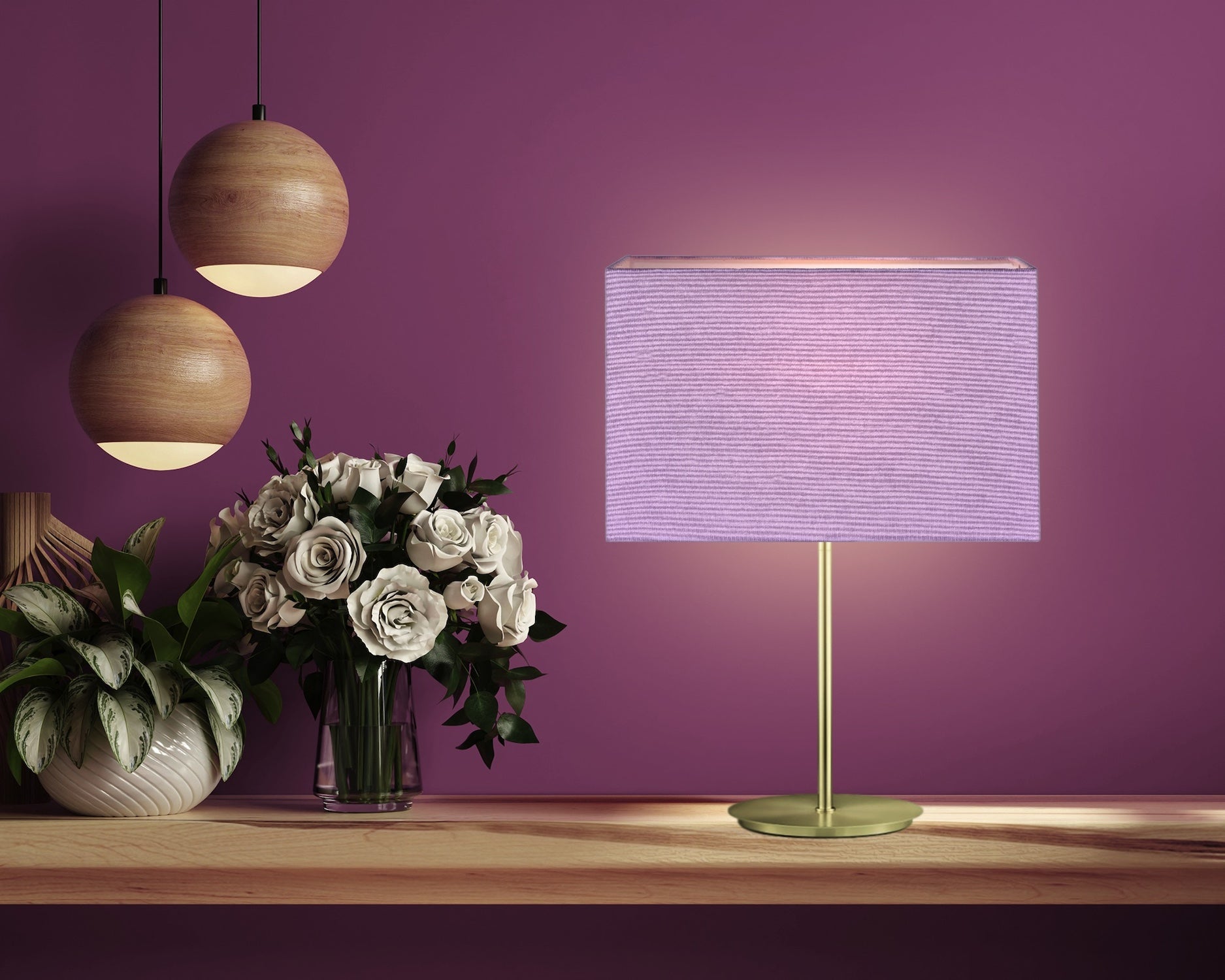 Contemporary and Stylish Soft Lilac Linen Fabric Rectangular Lamp Shade Image 7