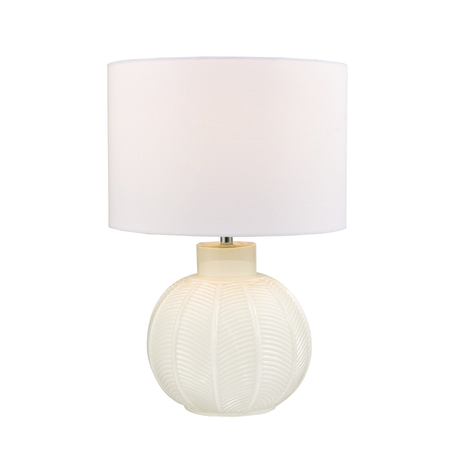 Contemporary Opal White Glass Table Lamp in Leaf Design and Ivory White Shade Image 2