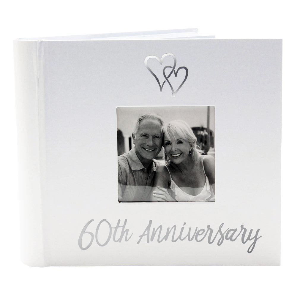 Lovely Diamond 60th Wedding Anniversary Photo Album with Double Heart Decoration Image 1