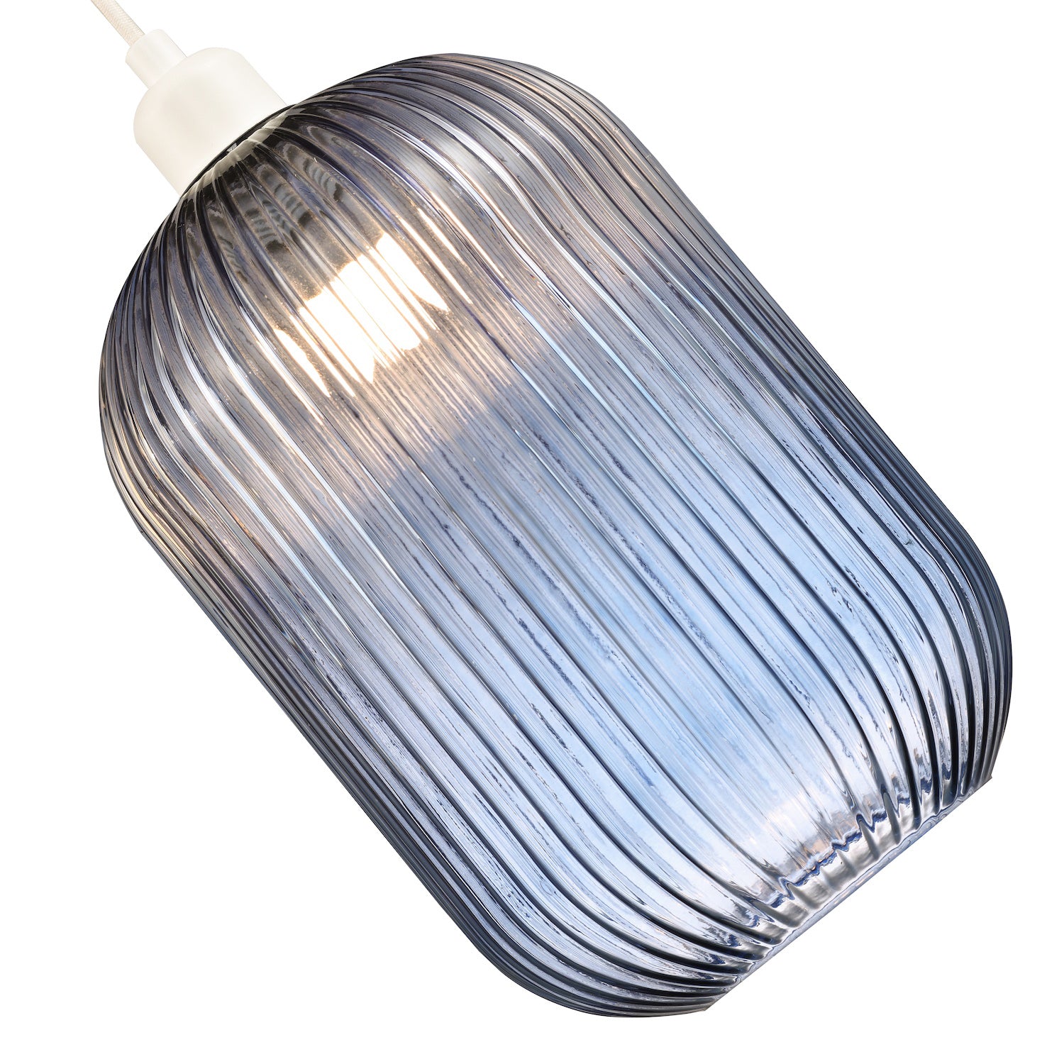 Contemporary Chic Navy Midnight Blue Line Ribbed Glass Pendant Light Shade Image 3