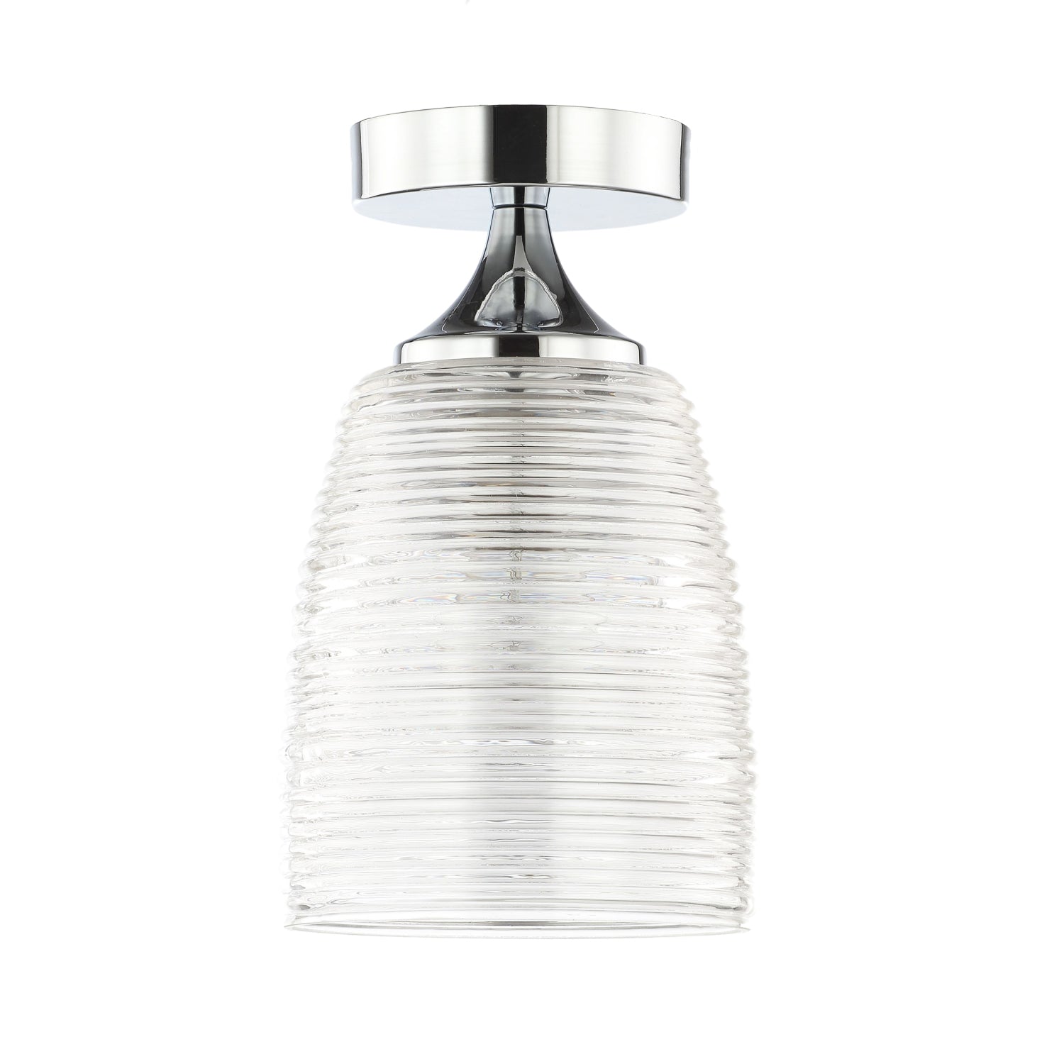 Elegant and Classic Chrome Plated IP44 Bathroom Ceiling Light with Swirl Glass Image 1