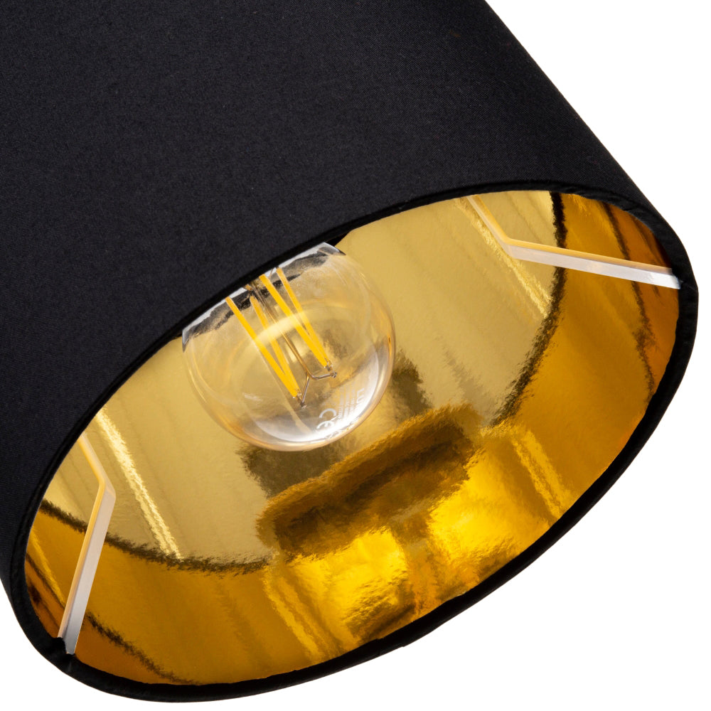 Modern Black Cotton Fabric Small 8" Drum Lamp Shade with Shiny Golden Inner Image 4