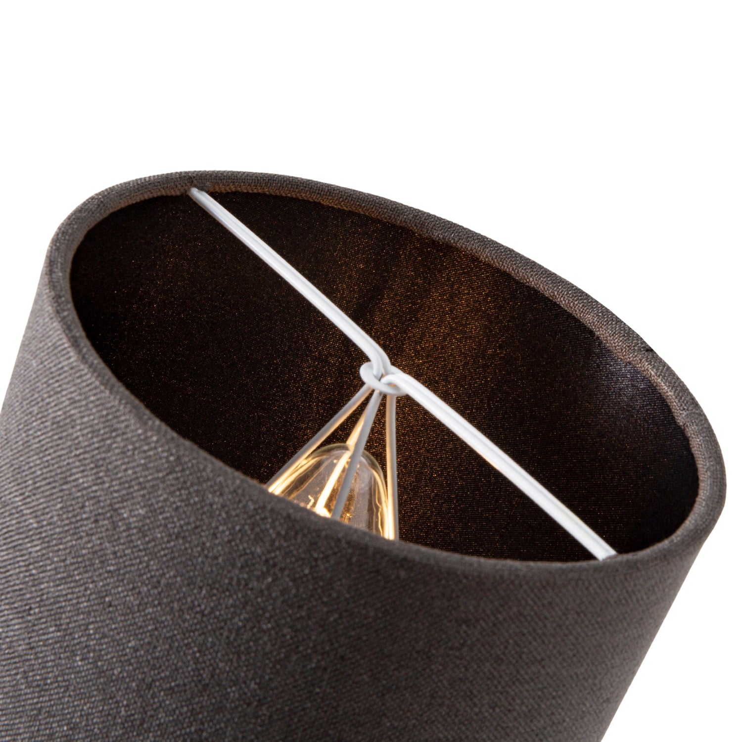 Modern Black Linen Fabric Small 13cm Drum Clip Shade with Matching Satin Lining Image 2