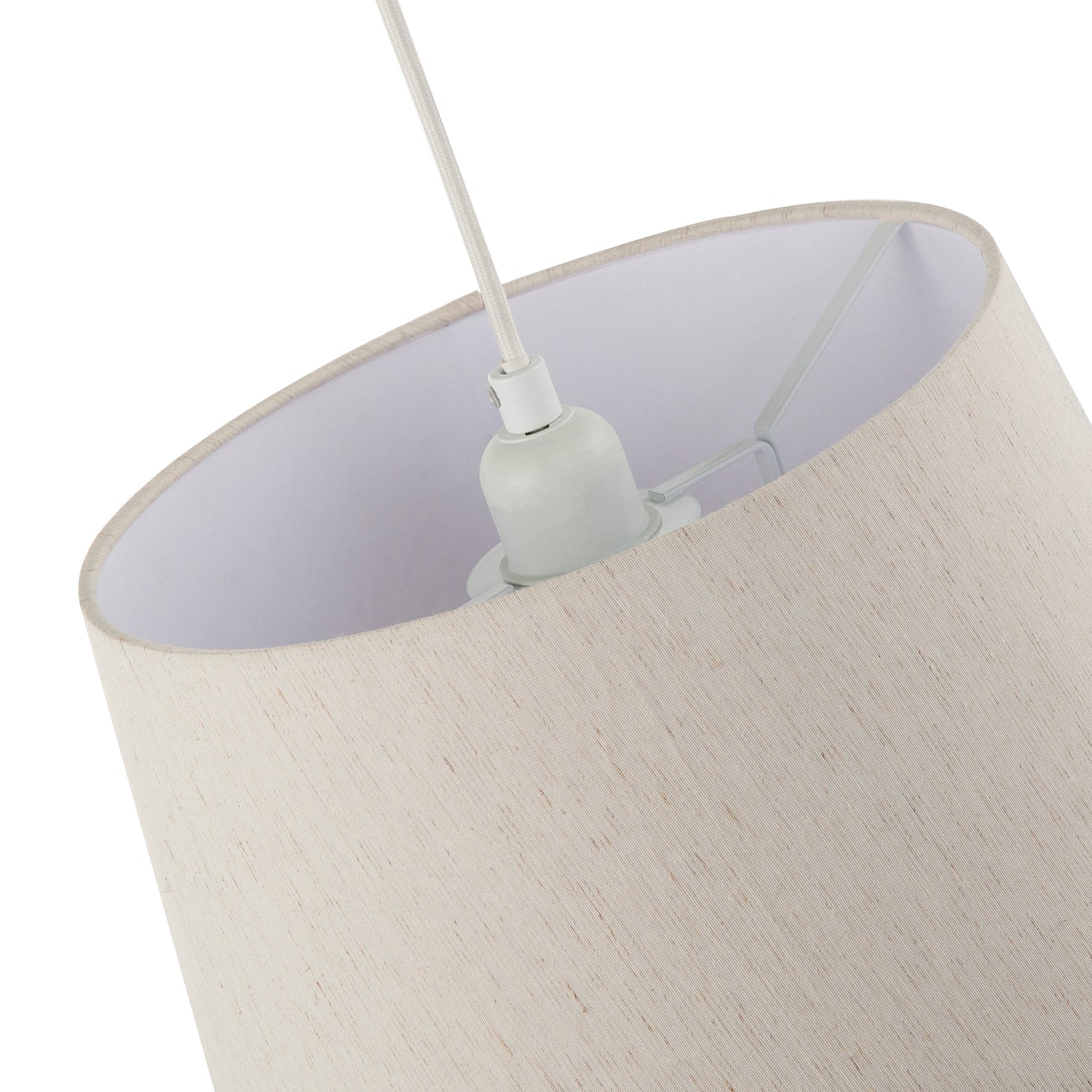 Light Beige Natural Linen Fabric Lamp Shade with White Cotton Lining Image 5