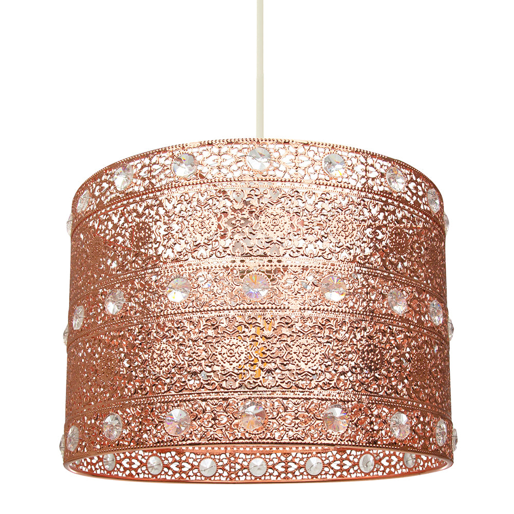 Polished Copper Acrylic Gem Moroccan Style Chandelier Pendant Light Shade Image 2