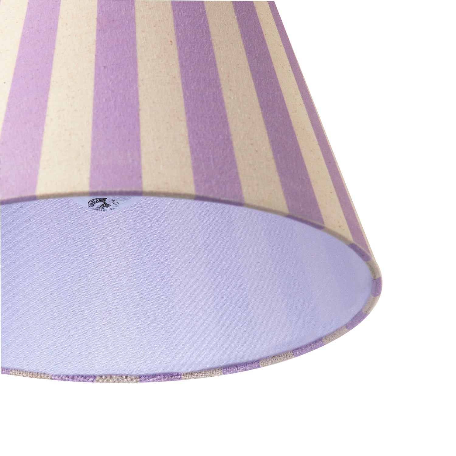 Lavender Lilac and Oatmeal Linen Stripe Coolie Shade with Cotton Inner Image 5