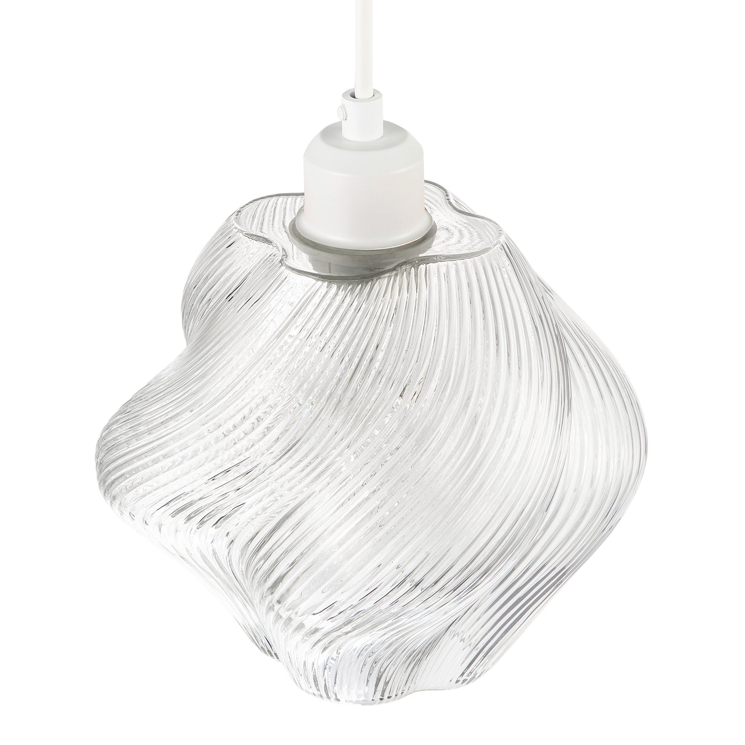 Modern Clear Twisted Glass Pendant Light Shade with Etched Grooves Image 3