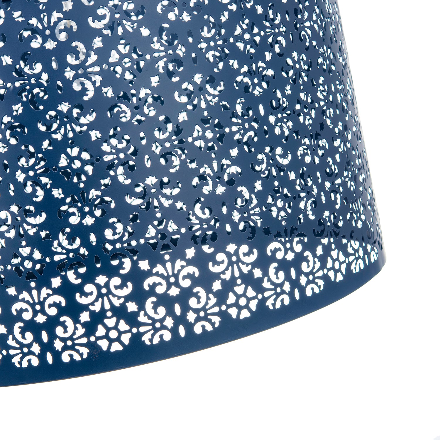 Moroccan Designed Large Midnight Blue Pendant Shade with Floral Decor Image 3
