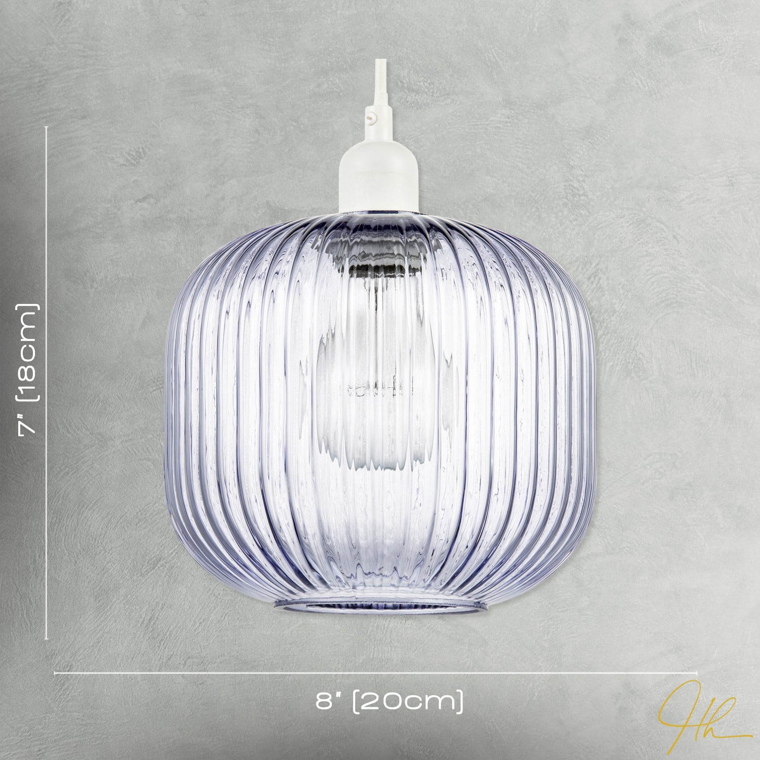 Modern Designer Soft Lilac Line Ribbed Glass Round Pendant Lamp Shade Image 7