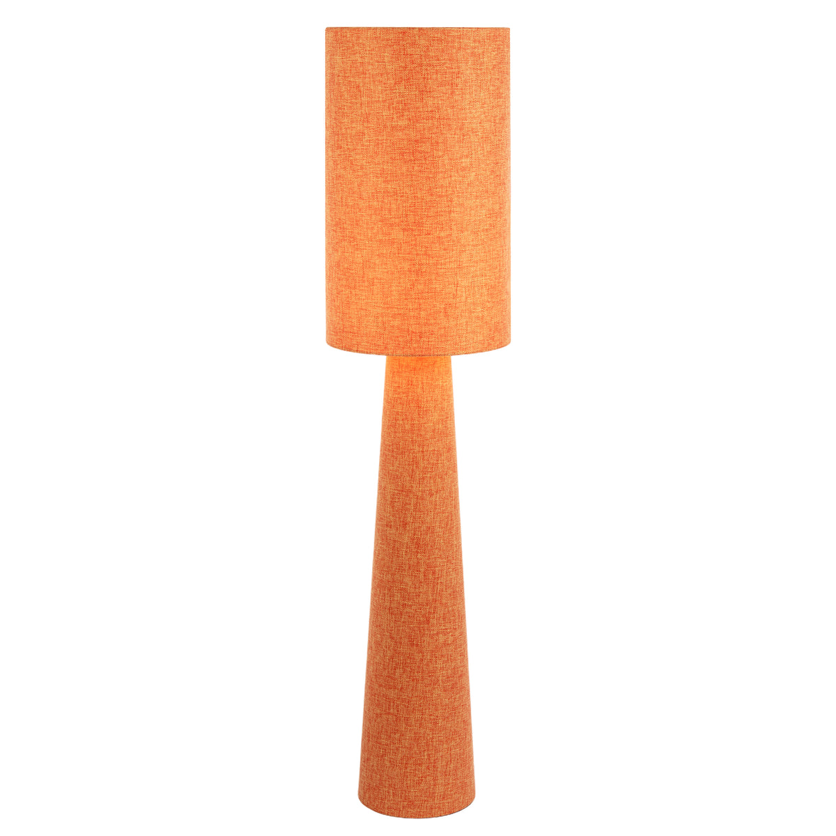 Modern Dusty Orange Linen Fabric Floor Lamp with Drum Shade and Base Image 3