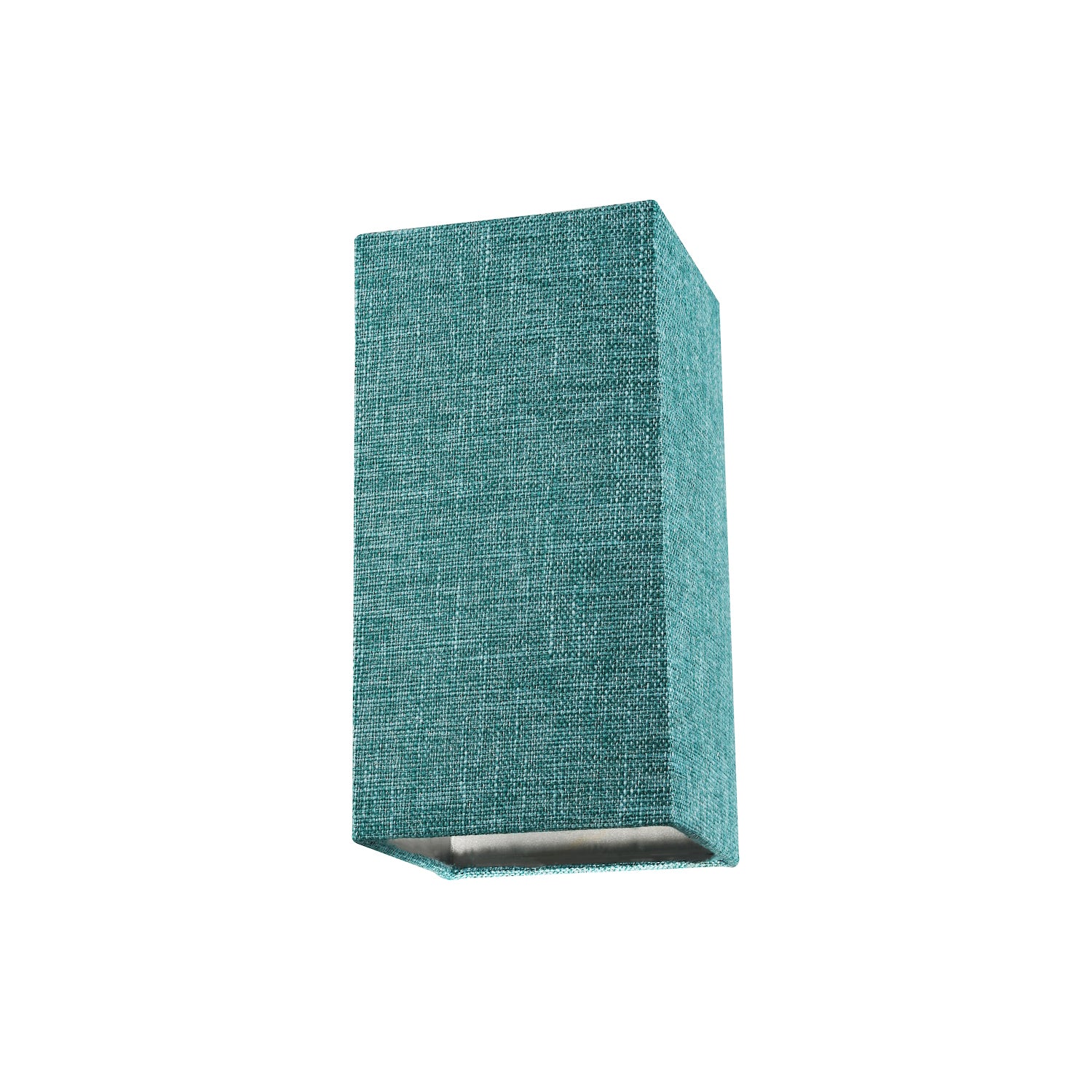 Modern and Stylish Textured Teal Linen Fabric Tall Rectangular 25cm Lampshade Image 1