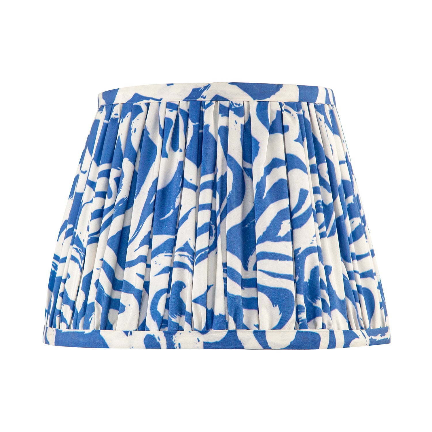 Modern Blue Nova Pleated Cotton Fabric Lamp Shade with Tapered Design Image 1