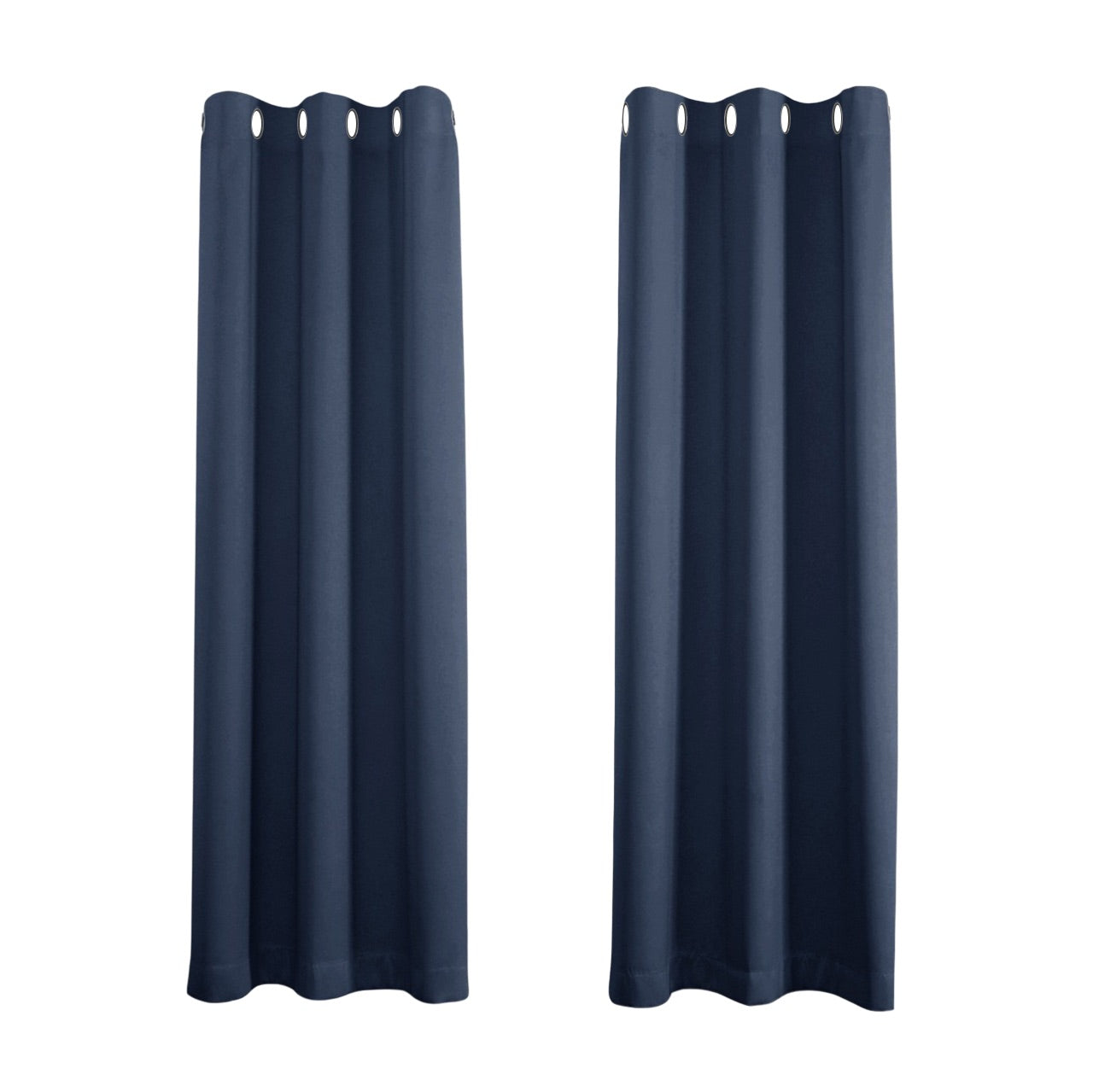 Cobalt Dusty Blue Blackout Thermal Eyelet Curtains - 46 x 63 Inch Drop - 2 Panel Image 1