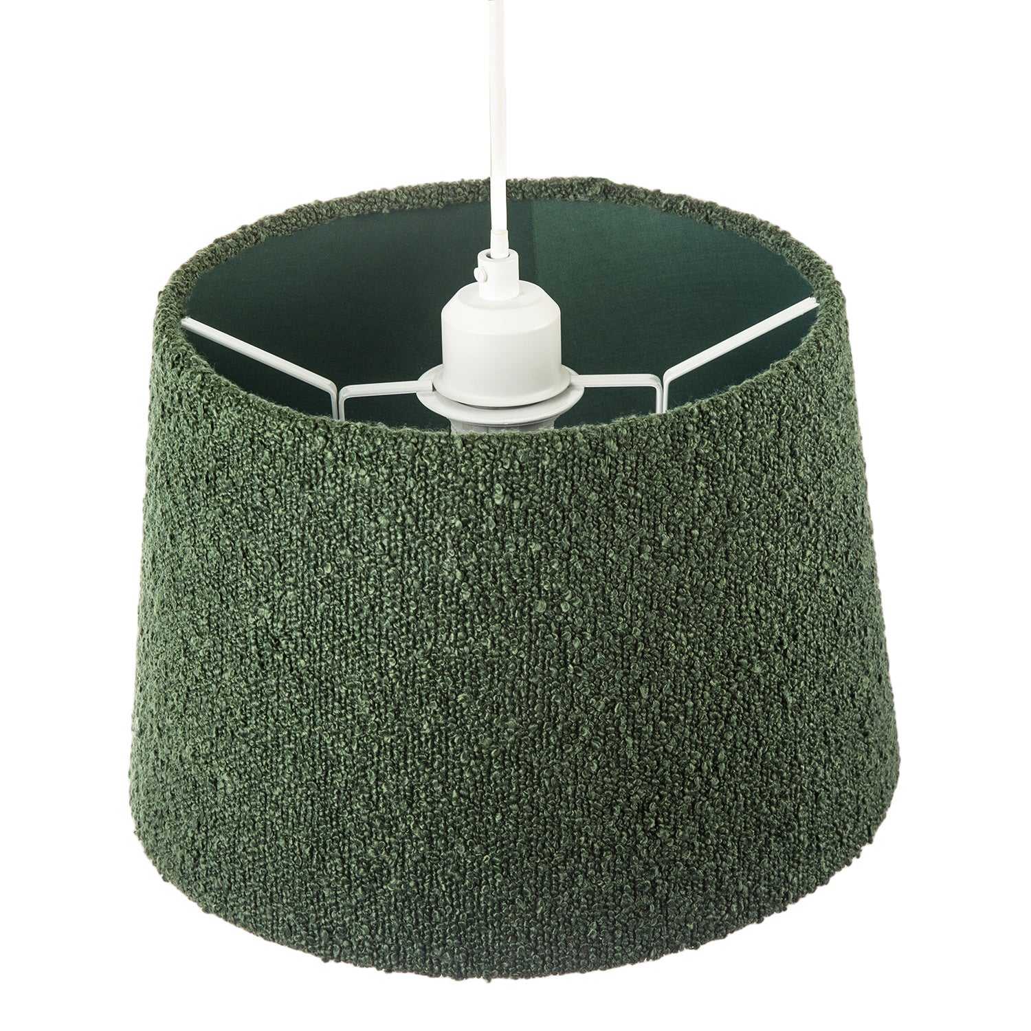 Elegant Rich Forest Green Tapered Lampshade in Boucle Lamb Wool Fabric Image 3