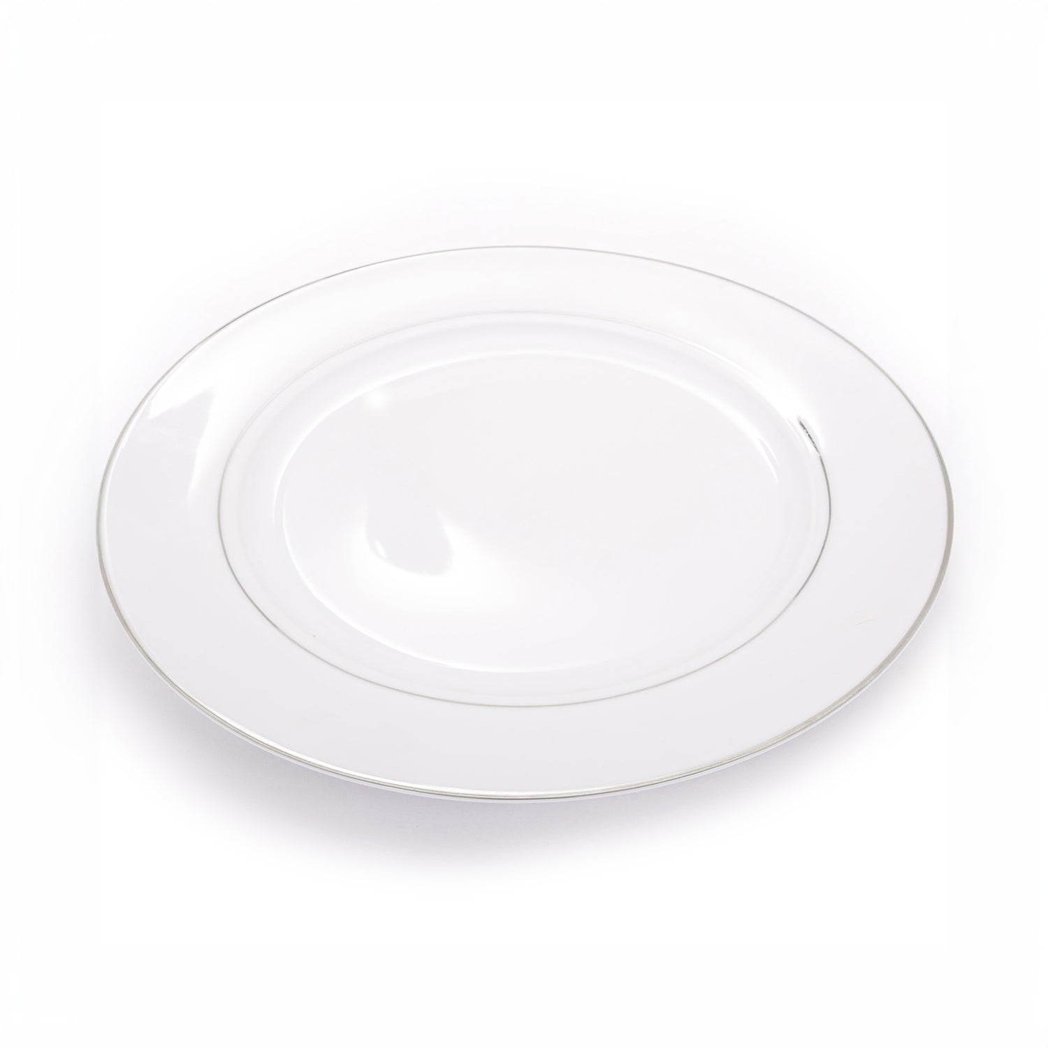 Set of 4 Durable White Ceramic Side Plates with Dual Shiny Silver Metallic Rims Image 2