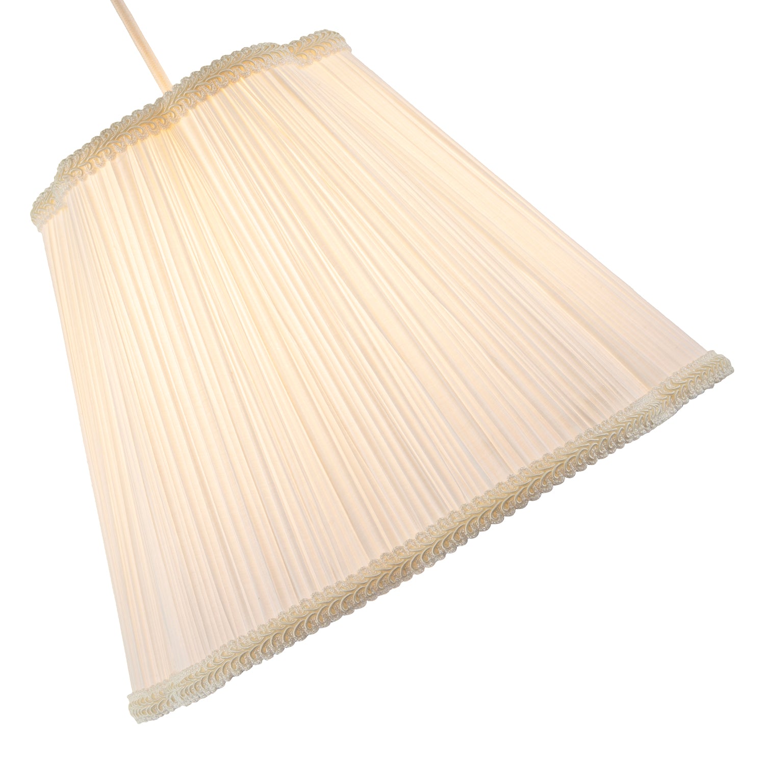 White Victorian Pleated Faux Silk Lamp Shade with Embroidered Trims Image 4