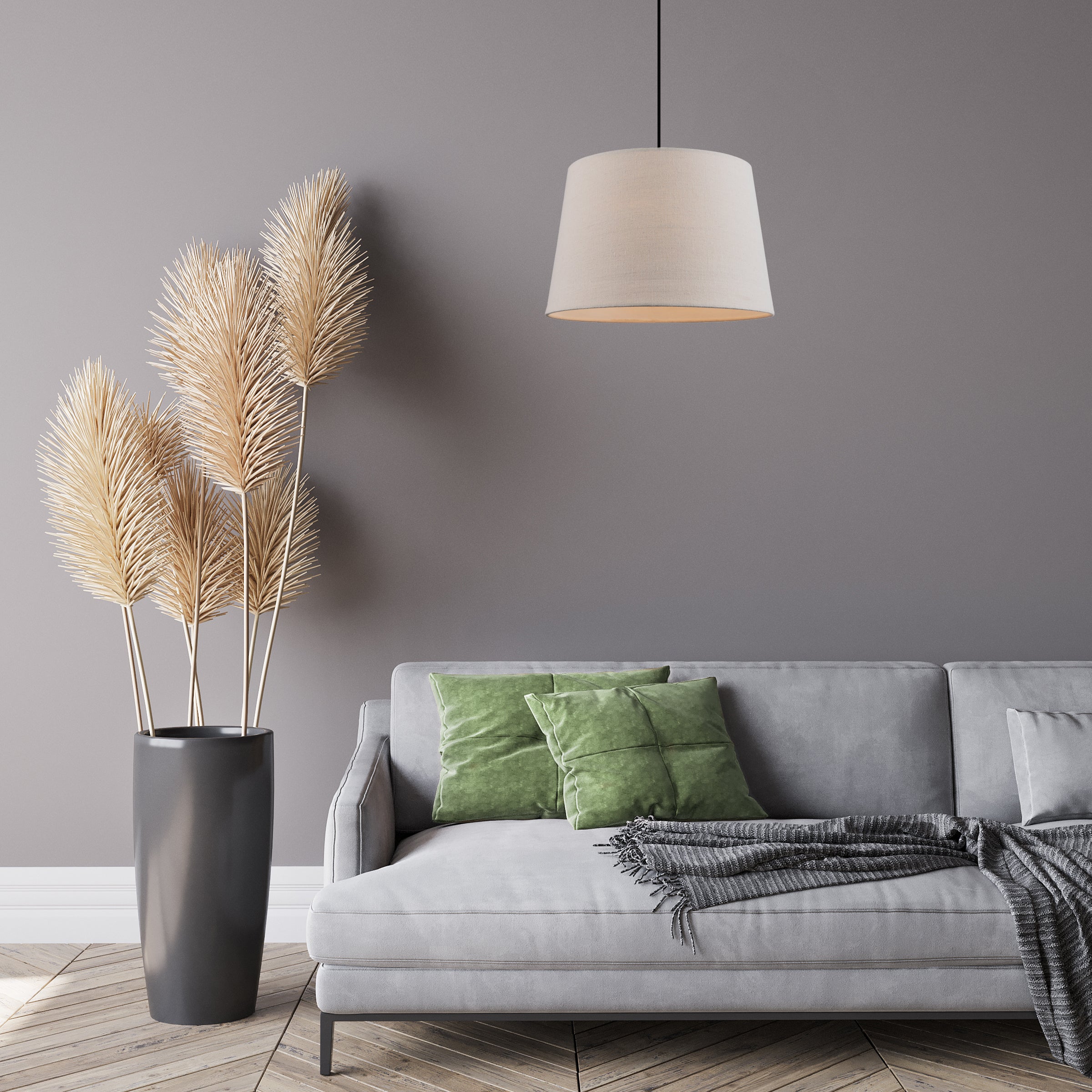 Contemporary Light Cream Linen Fabric Drum Lampshade with Cotton Inner Image 7